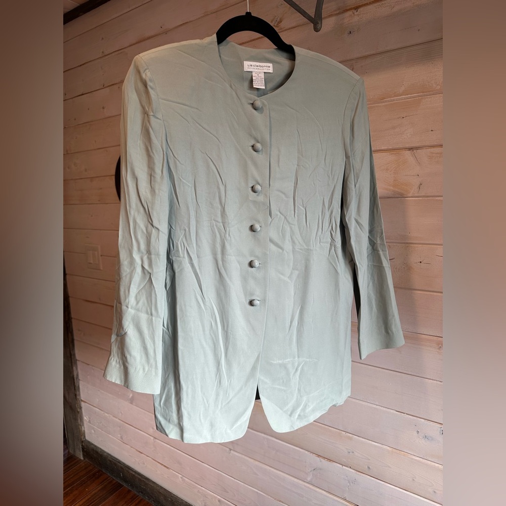 Liz Claiborne | Vintage Mint Green 100% Silk Blouse